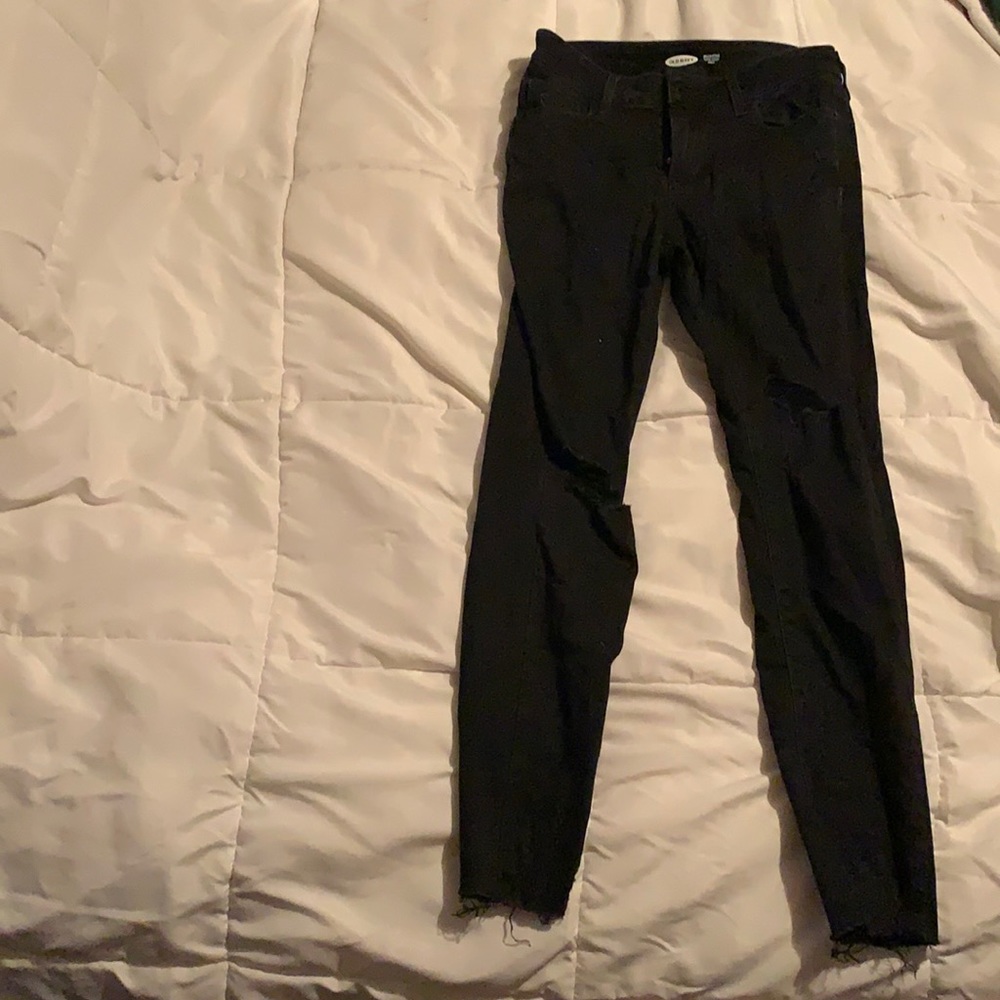Black rockstar super skinny ankle jeans ripped size 2